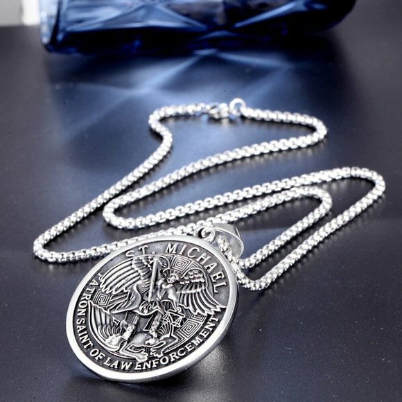 Catholic Christian Saint St Michael Medallion Necklace